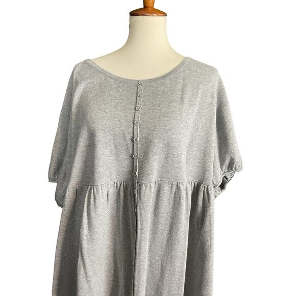Mainstreet Blues Peasant Tunic Gray Women Size 3X NWT Cotton Boho - Picture 3 of 6